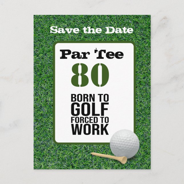 Golf 80-årsdag född för golf tvungen att arbeta vykort (Framsida)