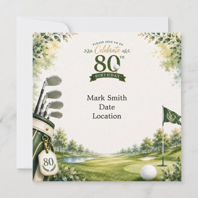 Golf 80-årsdag  inbjudningar (Framsida)