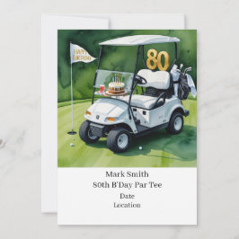 Golf 80-årsdagen med Golf Cart på att sätta Grönt Inbjudningar