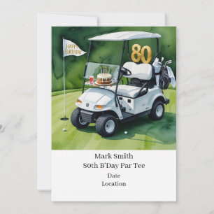 Golf 80-årsdagen med Golf Cart på att sätta Grönt Inbjudningar