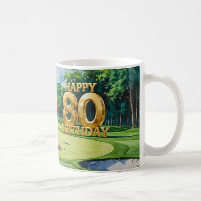 Golf 80:e födelsedag på golfbana kaffemugg (Höger)