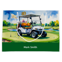Golf 80:e födelsedag på golfbana med golfvagn