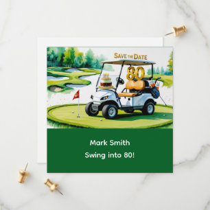 Golf 80:e födelsedagen med Golf Cart på instickand Spara Datumet