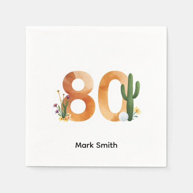 Golf 80th Birthday with golf ball  Arizona golfer Pappersservett (Framsidan)