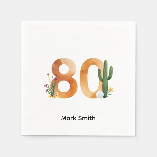 Golf 80th Birthday with golf ball  Arizona golfer Pappersservett (Framsidan)