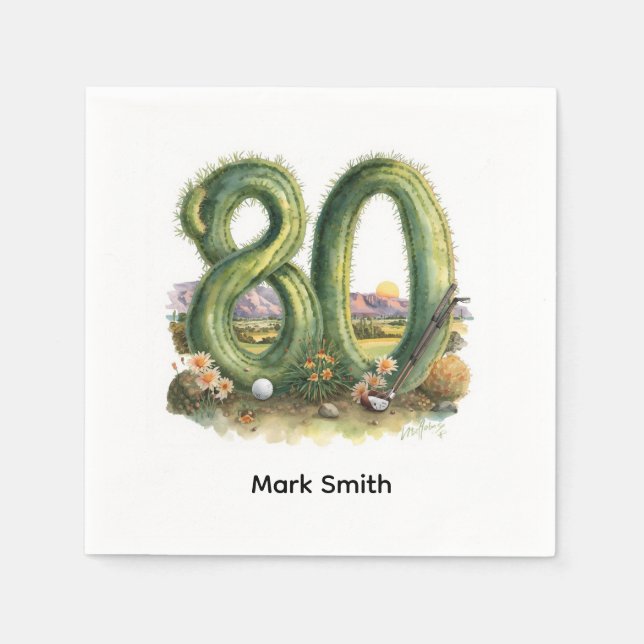 Golf 80th Birthday with golf ball  Arizona golfer Pappersservett (Framsidan)