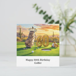Golf 80th Birthday with golf ball for golfer Card Kort