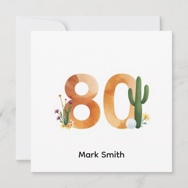 Golf 80th Birthday with golf ball for golfer Kort (Framsida)