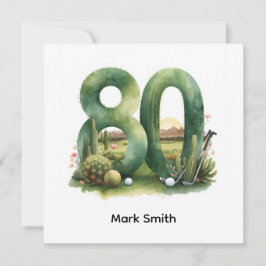Golf 80th Birthday with golf ball for golfer Kort