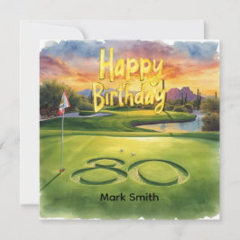 Golf 80th Birthday with golf ball for golfer Kort