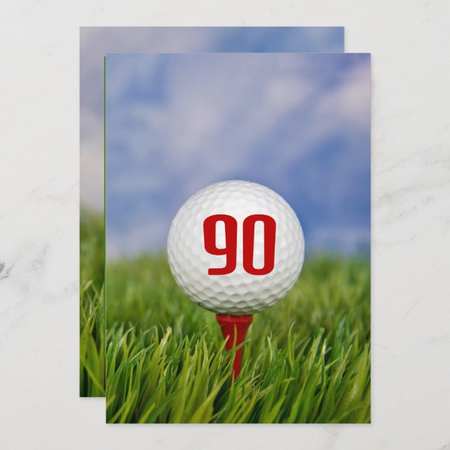 Golf 90:e Födelsedagsfest Inbjudningar (Fram/baksida)