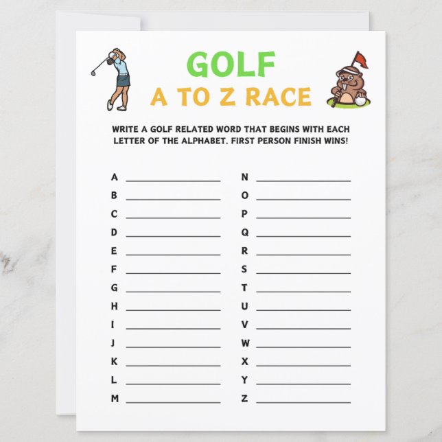 Golf A till Z Tävling-spel (Framsida)
