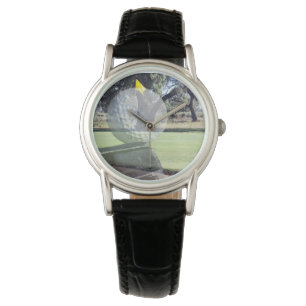 Golf Addence, Dam Black Leather Watch. Armbandsur