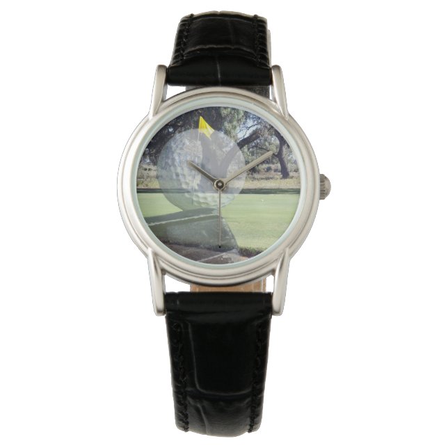 Golf Addence, Dam Black Leather Watch. Armbandsur (Framsida)