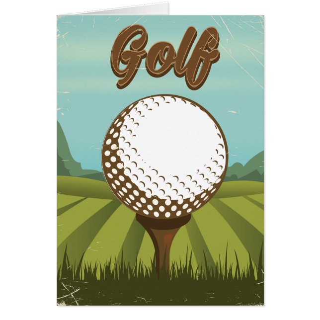Golf affisch i vintage stil hälsningskort (Framsidan)