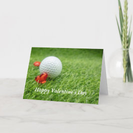 Golf Alla hjärtans dag med kärlek och golf boll Helgkort