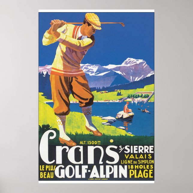 Golf Alpin Vintage resor Poster (Framsidan)