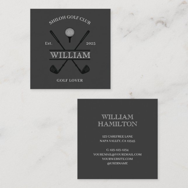 Golf Älskare Kor Klubb Fyrkantigt Visitkort (Fram/baksida)
