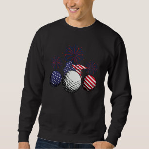 Golf American Flagga Fireworks Patriotic 4:e juli Lång Ärmad Tröja