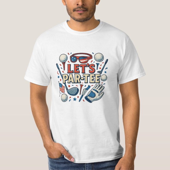 Golf Amerikansk Golf Fest 4:e Juli Golfare T Shirt (Framsida)