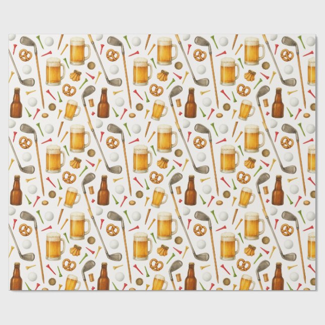 Golf and Beer for Golfer  Presentpapper (Platt)