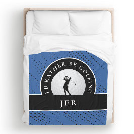 Golf Anpassningsbar Golfer Monogram Silhouette Blu Fleecefilt