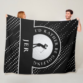 Golf Anpassningsbar Male Golfer Silhouette Black & Fleecefilt