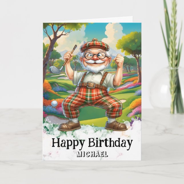*~* Golf AP94 Senior Funny Humor Man Birthday Card Tack Kort (Framsida)