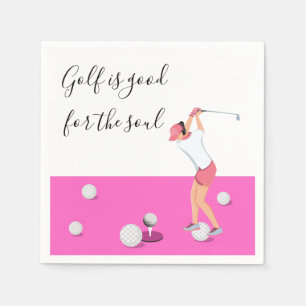 Golf är bra för kvinnan dam golfer. pappersservett
