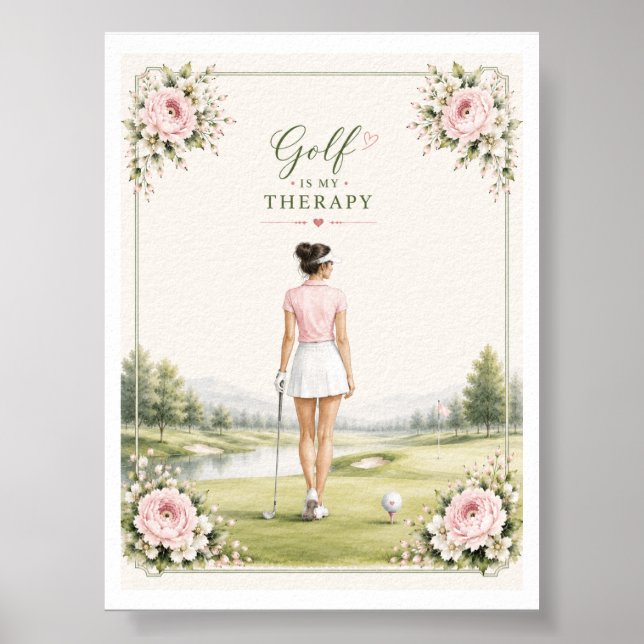 Golf är min terapi för kvinnlig golfare   poster (Framsidan)