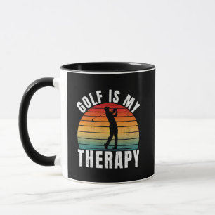 Golf är min terapi Rolig Vintage-typografi Sport Mugg