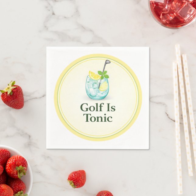 Golf är tonic - Citronmynta Glasdesign servetter (Insitu)