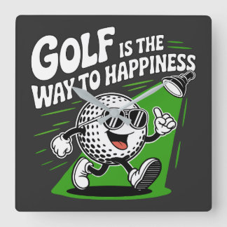 Golf är vägen till lycka fyrkantig klocka