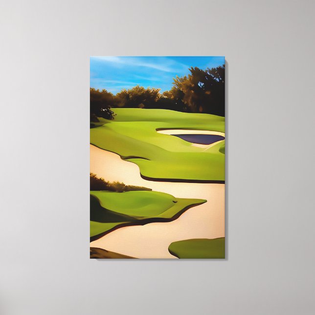 Golf Art Painting of Golf Golfing Golfer Fine Art Canvastryck (Framsida)