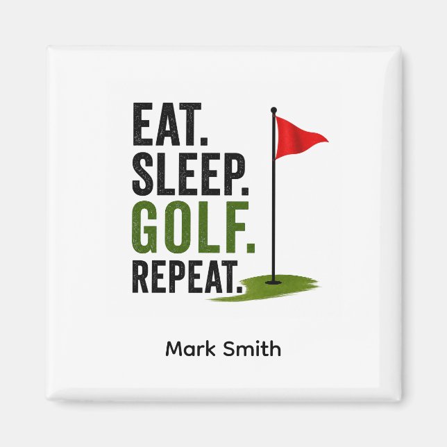 Golf Äta Sova Golf Repetera Magnet (Framsidan)