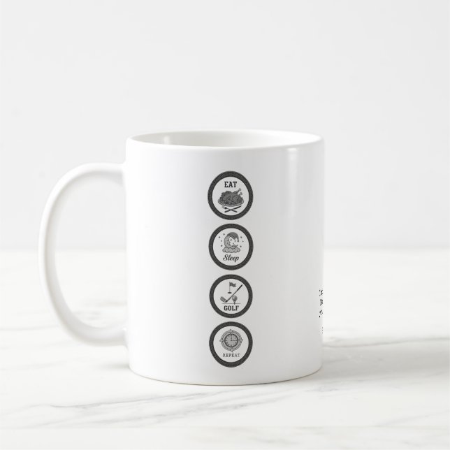 Golf Äta Sova Upprepa Golfare Personlig Kaffemugg (Vänster)