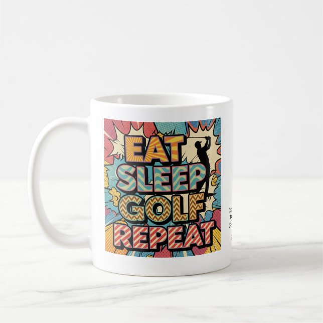 Golf Äta Sova Upprepa Pop Art Personlig Kaffemugg (Vänster)