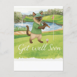 Golf Återhämtning snart med golfbana i bakgrunden Vykort
