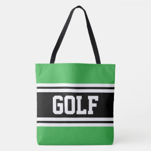 GOLF Atletisk Grön Svart Vit Racingränder Tygkasse