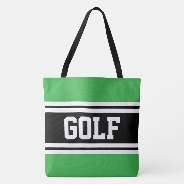 GOLF Atletisk Grön Svart Vit Racingränder Tygkasse (Framsida)