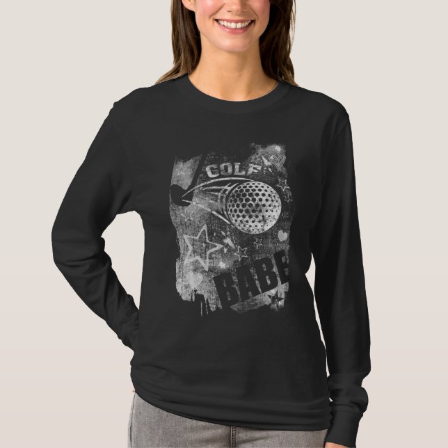 Golf Babe, Black Grunge Golf T Shirt (Framsida)