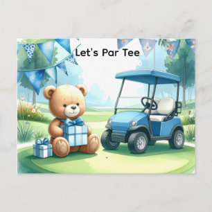 Golf Baby Pojke Blå Golf Tema Baby Shower Vykort