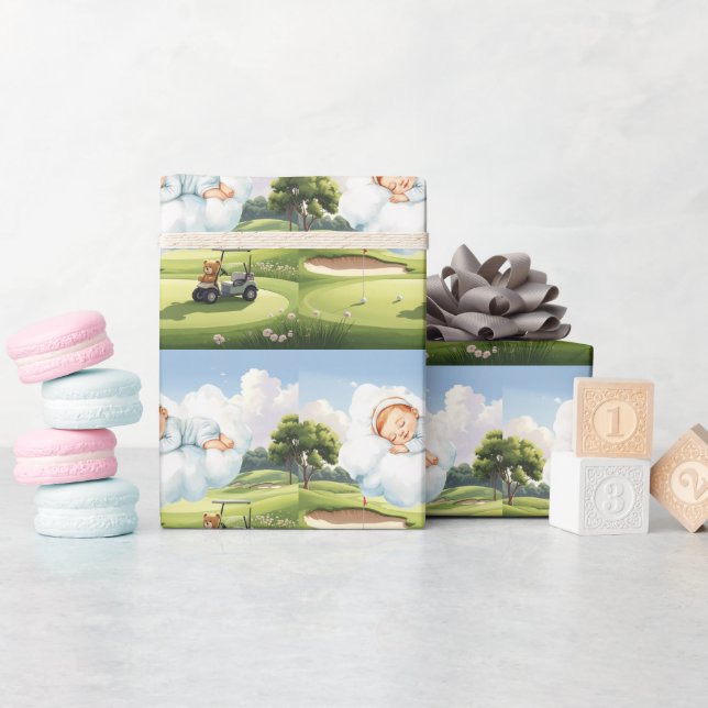 Golf Baby Pojke på golfbana  Presentpapper (Baby Shower)