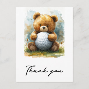 Golf Baby Pojke Teddybjörn som håller golfboll Vykort