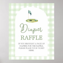 Golf baby shower blöjraffle-skylt