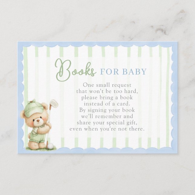 Golf Baby Shower-böcker för Baby Card Tilläggskort (Framsida)