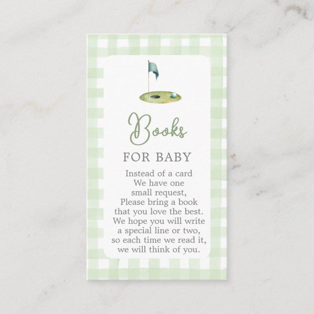 Golf Baby Shower-böcker för Baby-kort Tilläggskort (Framsida)