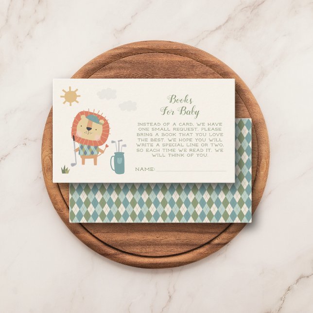 Golf Baby Shower Böcker för Bebis Little Putter Tilläggskort (Sweet golf-themed card for “bring a book” shower requests.)