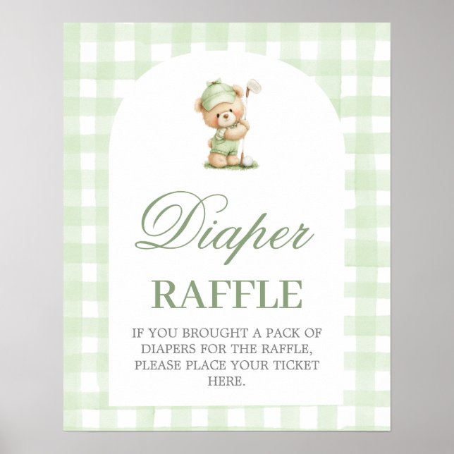 Golf baby shower Diaper Raffle sign Poster (Framsidan)
