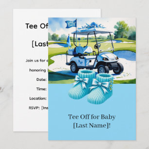 Golf Baby Shower för pojke med golfvagn på grönt Inbjudningar